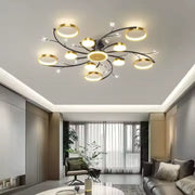 KARINA LED Chandelier with Remote Control, 68W, 10 Elements, Warm/Cold/Neutral Light, Dimmable, Gold