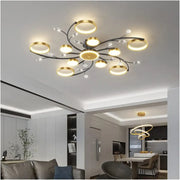 KARINA LED Chandelier with Remote Control, 68W, 10 Elements, Warm/Cold/Neutral Light, Dimmable, Gold