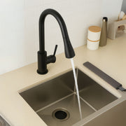 Kitchen Faucet with Pull-out Spray, Spout with Touch for On/Off, SUS304 Stainless Steel, Black, CF/TOUCH/2