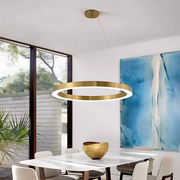 LED suspended chandelier ANINA 33W, 1 Circle, Cold/Warm/Neutral light, Dimmable, Shiny Gold White, Height Adjustable