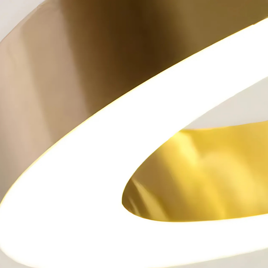 LED suspended chandelier ANINA 33W, 1 Circle, Cold/Warm/Neutral light, Dimmable, Shiny Gold White, Height Adjustable