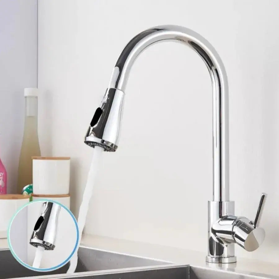 Kitchen Faucet with Pull-out Spray, Spout with Touch for On/Off, SUS304 Stainless Steel, Chrome, CF/TOUCH/1