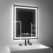 Rectangular LED mirror, 45x60cm, Verite MotionGlow Marcello, Demister System, Clock & Thermometer, Dimmable