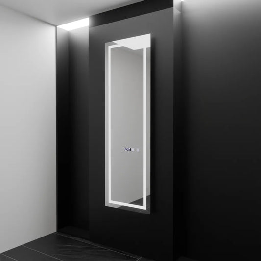 Rectangular LED mirror, 45x140cm, Giulia Marcello Radar Sensor, Demister System, Clock & Thermometer, Dimabila, Dressing Couture