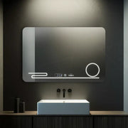 Rectangular LED mirror, 100x60cm, Harmonie MotionGlow Marcello, Demister System, Clock & Thermometer, Cosmetic Magnifier, Dimmable