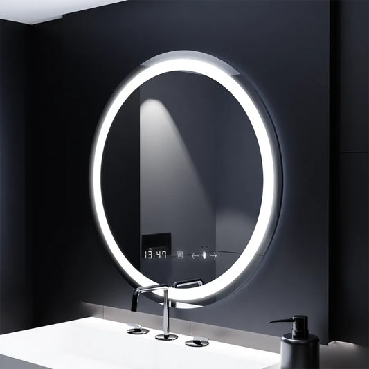 LED Round Mirror, 70cm, Celeste MotionGlow Marcello, Demister System, Clock & Thermometer, Dimmable