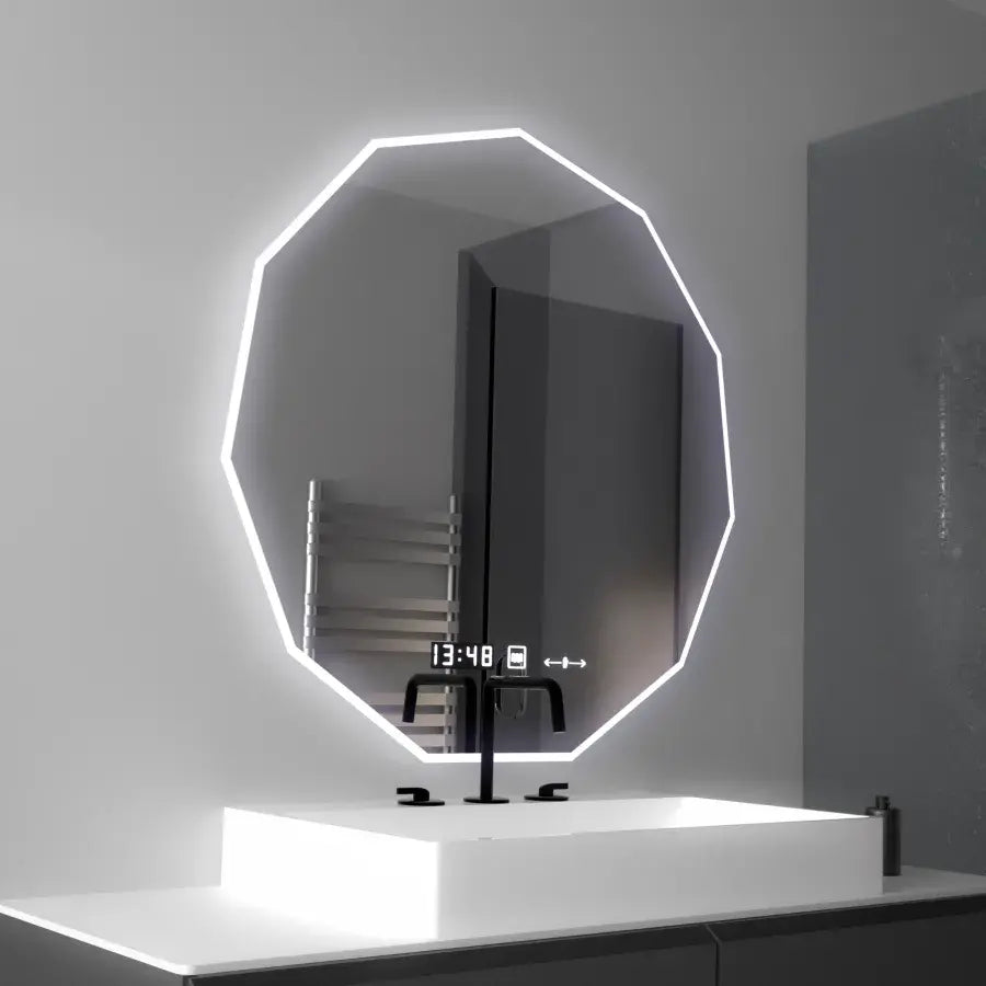 Mirror LED Polygon 70cm Judith Sensor MotionGlow Marcellow System Defrosting Clock & Dimable Thermometer