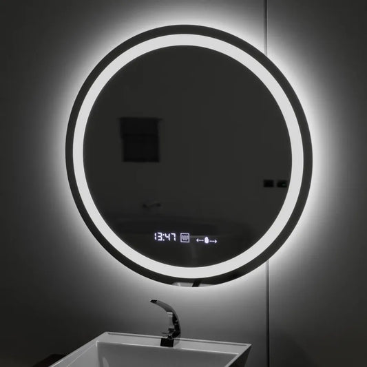 LED Round Mirror, 80cm, Celeste MotionGlow Marcello, Demister System, Clock & Thermometer, Dimmable