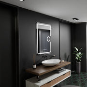 Rectangular LED mirror, 50x70cm, Eclat MotionGlow Marcello, Demister System, Clock & Thermometer, Cosmetic Magnifier, Dimmable
