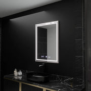 Rectangular LED mirror, 60x80cm, Verite Imperial Silver Motion Glow Marcello, Demister System, Clock & Thermometer, Dimmable