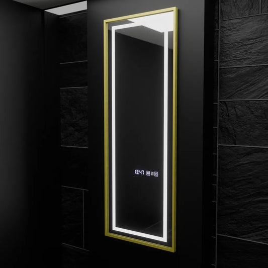 Rectangular LED mirror, 45x140cm, Elena Marcello Radar Sensor, Demister System, Clock & Thermometer, Dimabila, Dressing Couture
