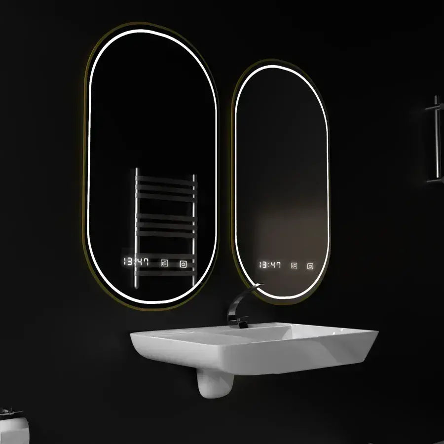 Oval LED mirror, 50x80cm, Roven Marcello MotionGlow sensor, De-fogging system, Clock & Thermometer, Dimable