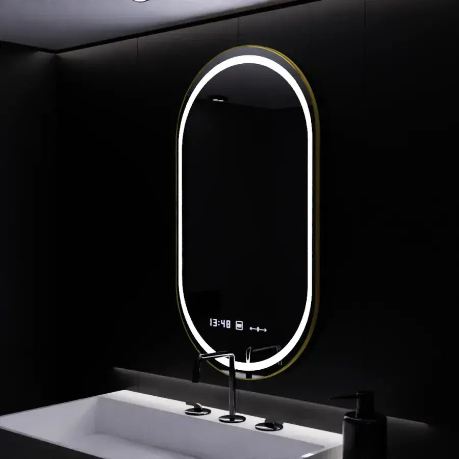 Oval LED mirror, 50x80cm, Roven Marcello MotionGlow sensor, De-fogging system, Clock & Thermometer, Dimable