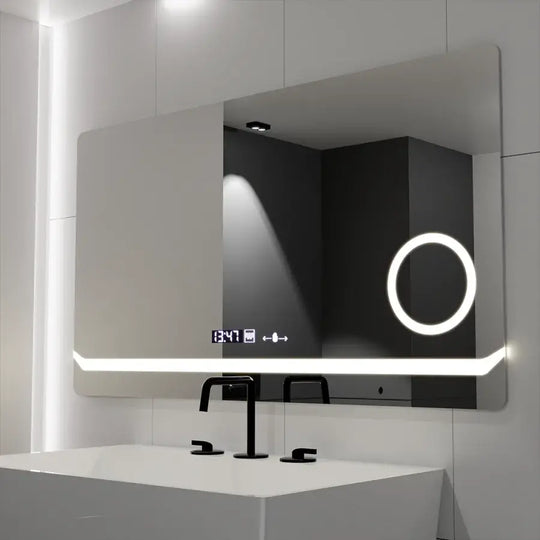 Rectangular LED Mirror, 80x60cm, Definition MotionGlow Marcello, De-fogging System, Clock & Thermometer, Cosmetic Magnifier, Dimable Mirrors Marcello Default Title Alessandro Design