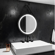 LED Round Mirror, 50cm, Celeste Majeste Noir Eleve MotionGlow Marcello, Demister System, Clock & Thermometer, Dimmable