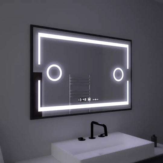 Rectangular LED Mirror, 120x80cm, Marcello MotionGlow Sensor, De-fogging System, Clock & Thermometer, Cosmetic Magnifier, Dimmable Marcello Mirrors Default Title Alessandro Design