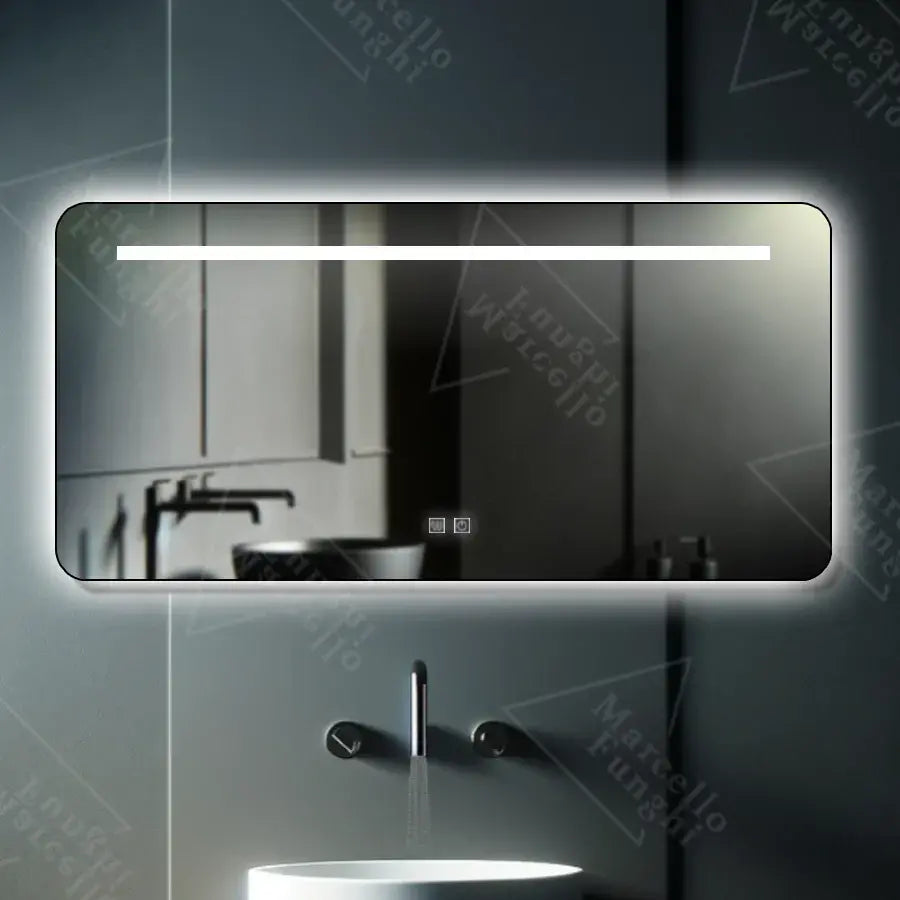 Rectangular LED mirror, 110x65cm, Touch Estassia Marcello, Demister system, Dimable