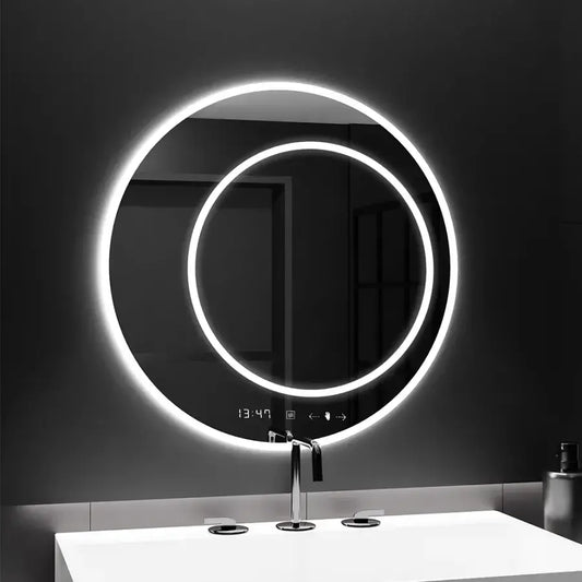 Round LED mirror, 60cm, July Touch Marcello, Demister System, Clock & Thermometer, Dimmable