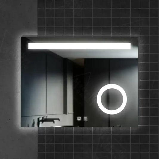 Rectangular LED mirror, 80x60cm, Piano Touch, Demister System, Dimmable