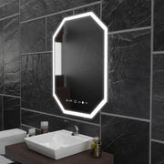 Polygon LED mirror, 60x80cm, Ralya MotionGlow Marcello sensor, De-fogging system, Clock & Thermometer, Dimabila