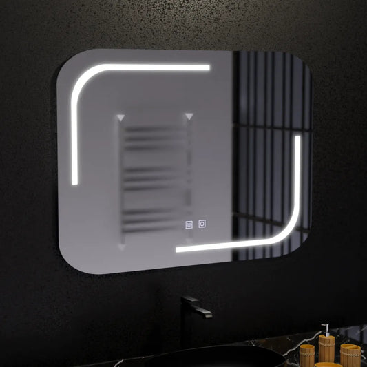 Rectangular LED mirror, 80x60cm, Touch Ulrich, Demister System, Dimmable