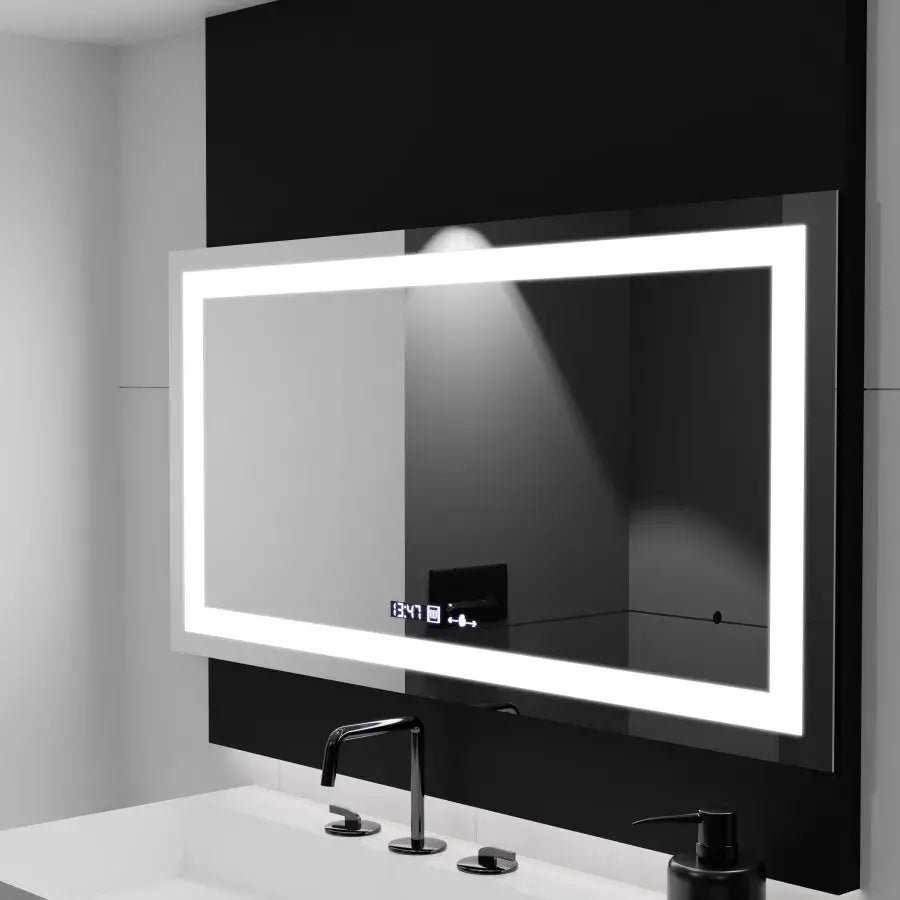 Rectangular LED mirror, 160x80cm, Verite MotionGlow Marcello, Demister System, Clock & Thermometer, Dimmable