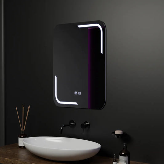Rectangular LED mirror, 50x70cm, Touch Ulrich, Demister System, Dimmable