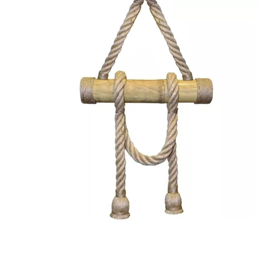Bamboo Pendant 2x E27 Bamboo and Brown Rope