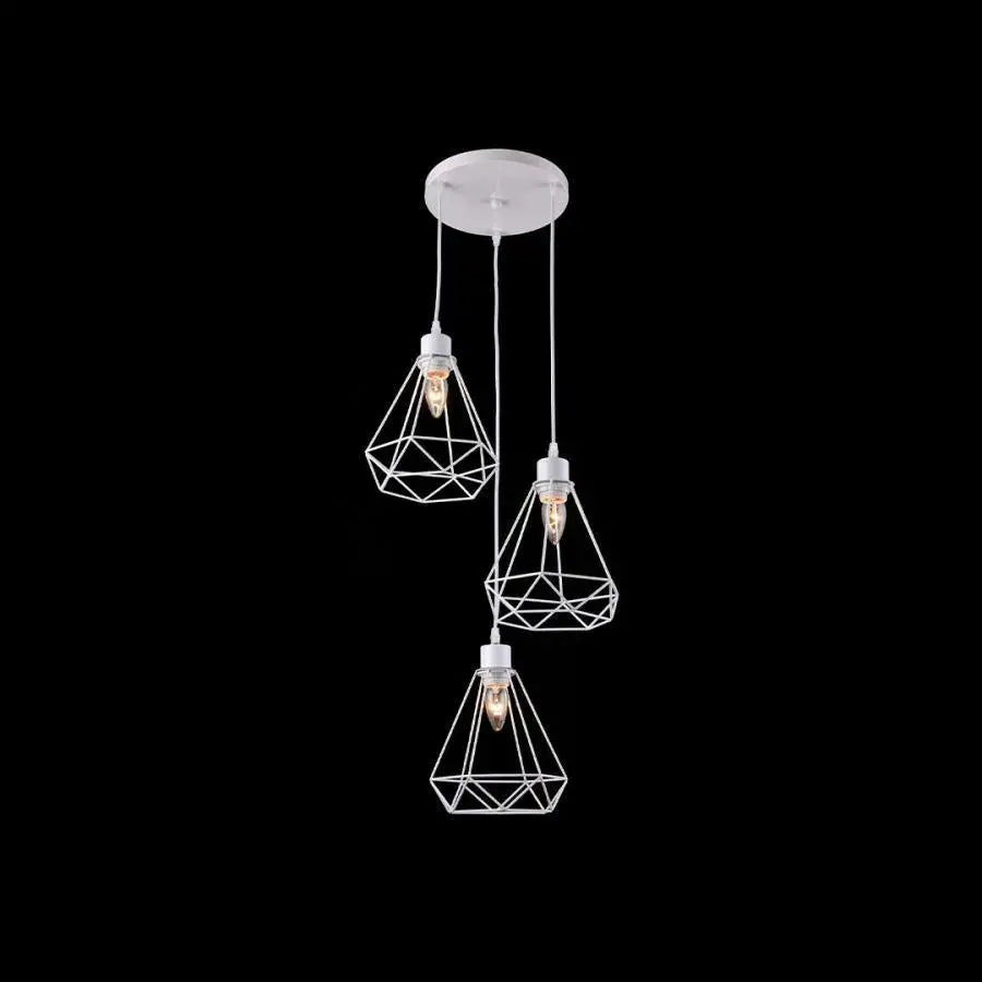 Diamond Shape Chandelier, STRUKTUR, 3xE27, White, Metal