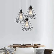 Diamond Shape Chandelier, STRUKTUR, 3xE27, Black, Metal