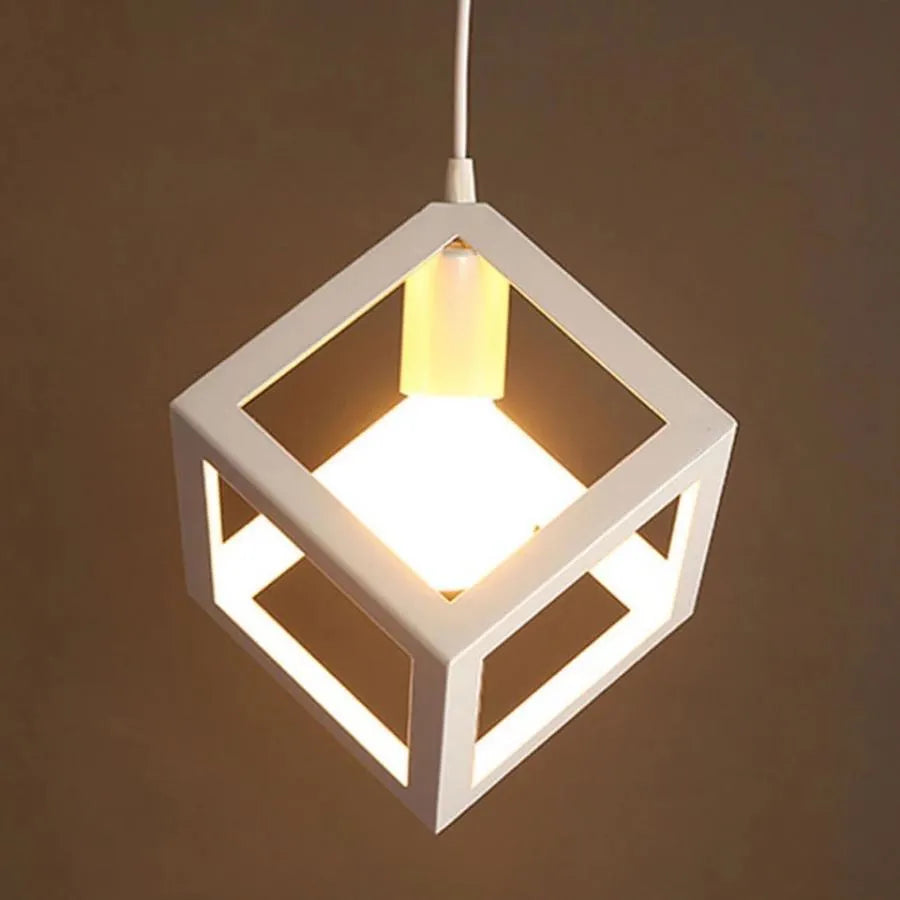 Cube Shape Chandelier, STRUCTURE Cluster, 3xE27, White, Metal