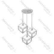 Cube Shape Chandelier, STRUCTURE Cluster, 3xE27, White, Metal