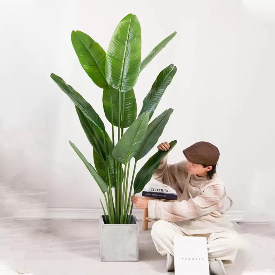 Artificial Bird of Paradise Plant (Strelitzia Nicolai), 16 Leaves, without Pot, 180cm Green