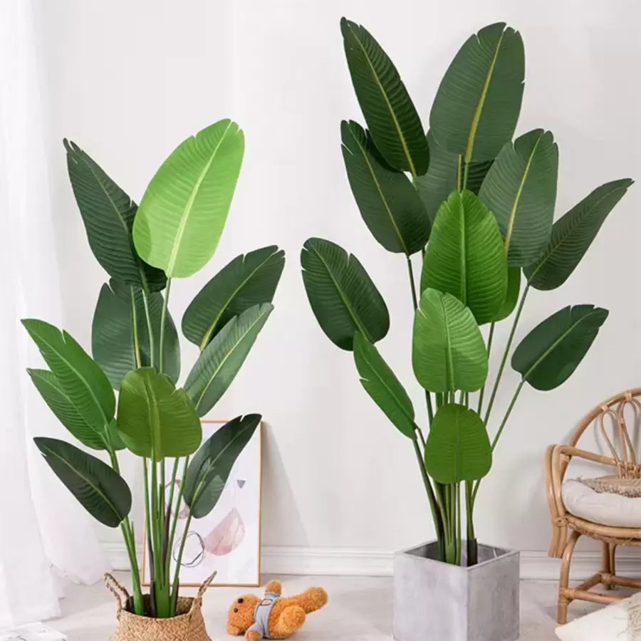 Artificial Bird of Paradise Plant (Strelitzia Nicolai), 11 Leaves, without Pot, 160cm Green