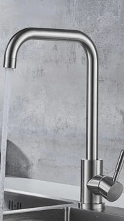 Single Lever Kitchen Faucet Swivel Spout Ceramic Cartridge Satin Stainless Steel Connections Fixing Kit Included CF002