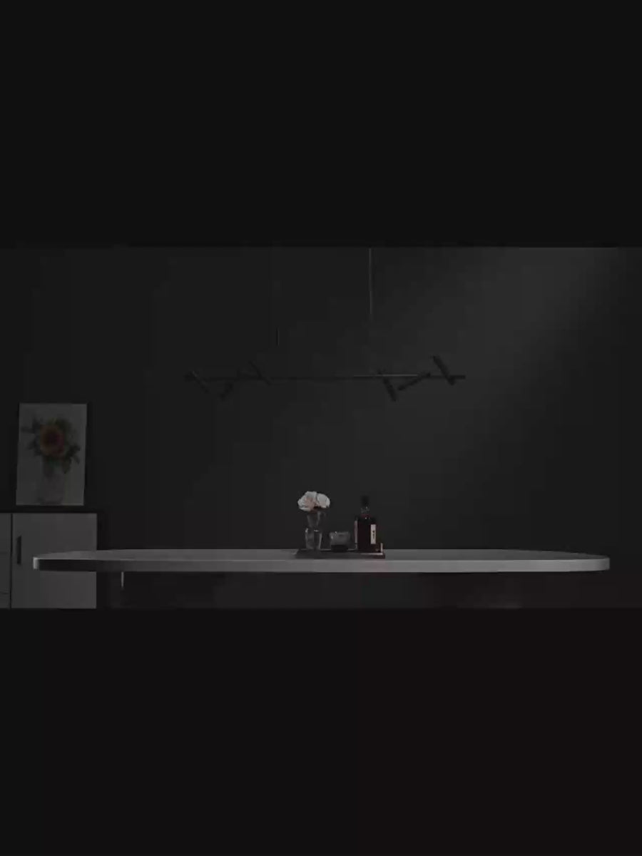 LED chandelier with Harman remote control, 23W, 6 Sources, Neutral Light, Black