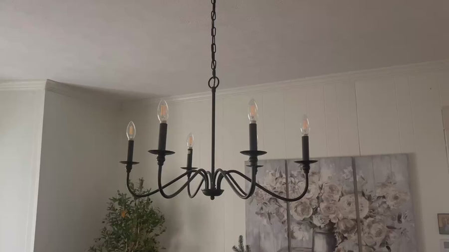 AVANT Metallic Chandelier, Pendant type with arms, Round, 6xE14, Black