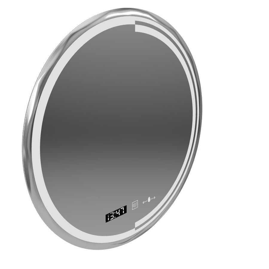 LED Round Mirror, 60cm, Consuel Marcello MotionGlow Sensor, Demister System, Clock & Thermometer, Dimmable