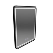 Rectangular LED Mirror 90x75cm Edge LUMINOUS Touch Defog System, Black Frame