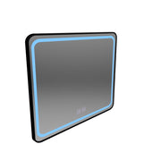 Rectangular LED Mirror 100x65cm – Edge LUMINOUS Touch Defog System, Black Frame