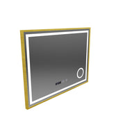 Rolf Touch LED Mirror Defog System, Clock and Temperature 80x60 cm Brushed Gold Frame Cosmetic Magnifier