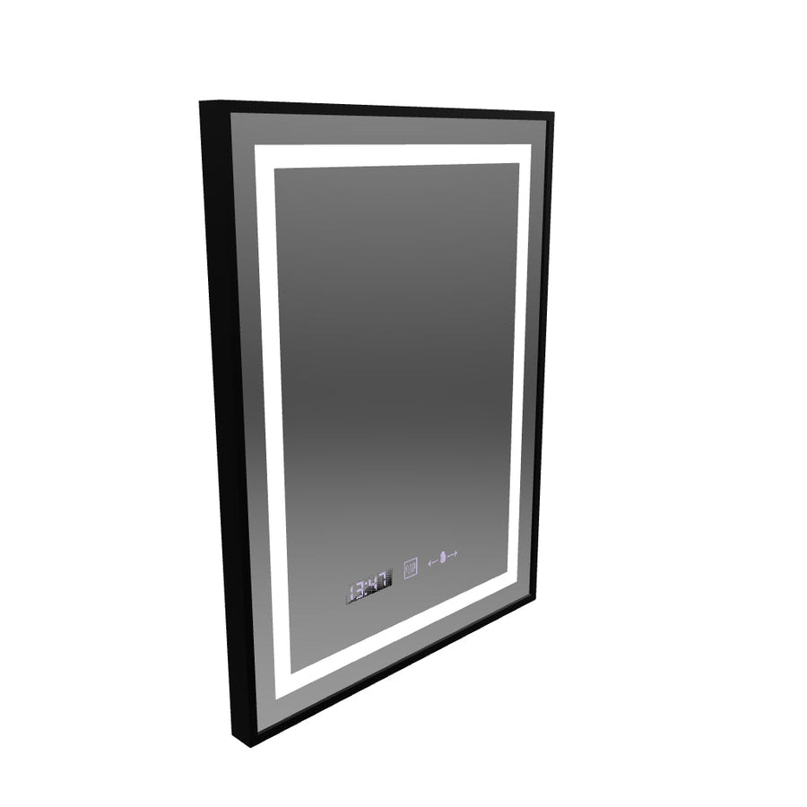 Rectangular LED mirror, 60x80cm, Verite Majeste Noir Motion Glow Marcello, Demister System, Clock & Thermometer, Dimmable
