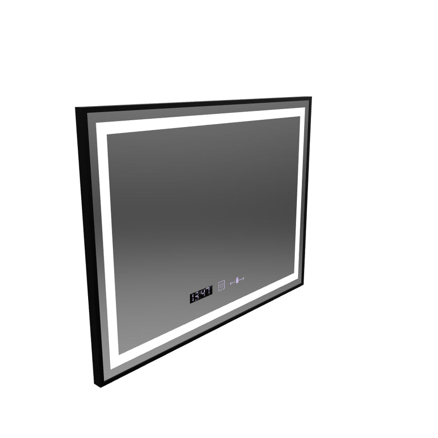 Rectangular LED mirror, 80x60cm, Verite Majeste Noir Motion Glow Marcello, Demister System, Clock & Thermometer, Dimmable