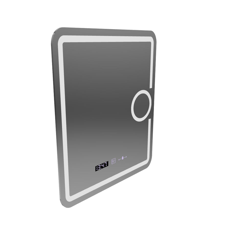 Rectangular LED mirror, 75x90cm, Eclat MotionGlow Marcello, Demister System, Clock & Thermometer, Cosmetic Magnifier, Dimable