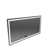 Rectangular LED Mirror 120x60cm Verite Motionglow Marcellow Dimable Clock Defrosting System