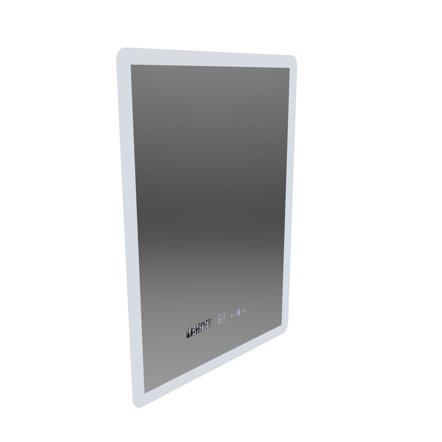 Rectangular LED mirror, 50x70cm, Zampa MotionGlow Marcello sensor, De-fogging system, Clock & Thermometer, Dimmable