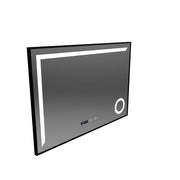 MotionGlow Sofia Sensor LED Mirror with Defog Function Thermometer Clock 110x65 cm Dimmable Warm/Cool/Neutral Light, Rose Gold Brushed Frame, Marcello Funghi Collection