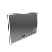Rectangular LED mirror 120x80 Aura Riflesso Puro MotionGlow Marcello, Demister System, Thermometer and Clock, Dimmable