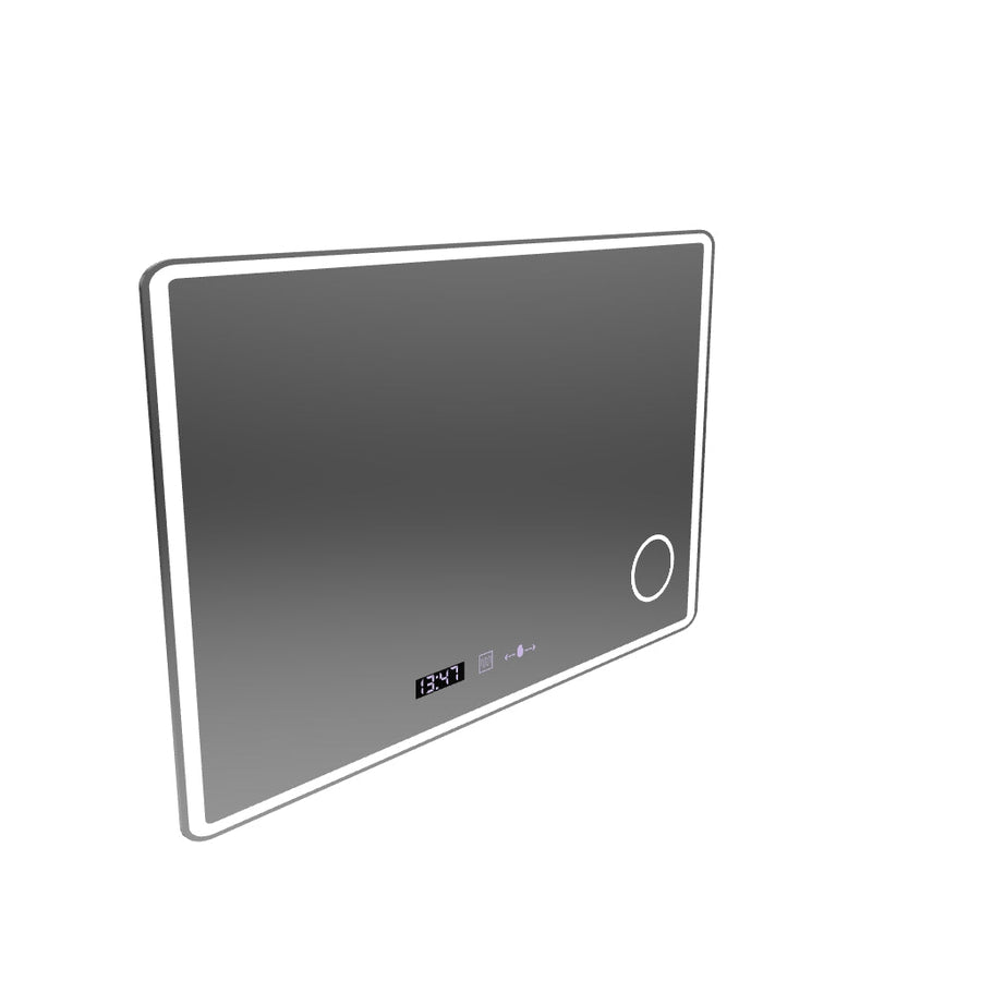 Rectangular LED mirror 120x80 Aura Riflesso Puro MotionGlow Marcello, Demister System, Thermometer and Clock, Dimmable