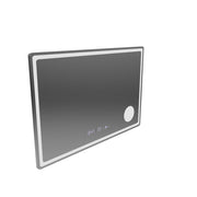 Mirror LED rectangular 90x60cm Bellezza Riflesso Puro Motionglow Marcello Dismantic Clock Defrosting System